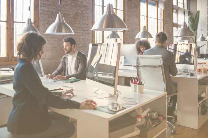 Workers at a digital native company pursue creative tasks.