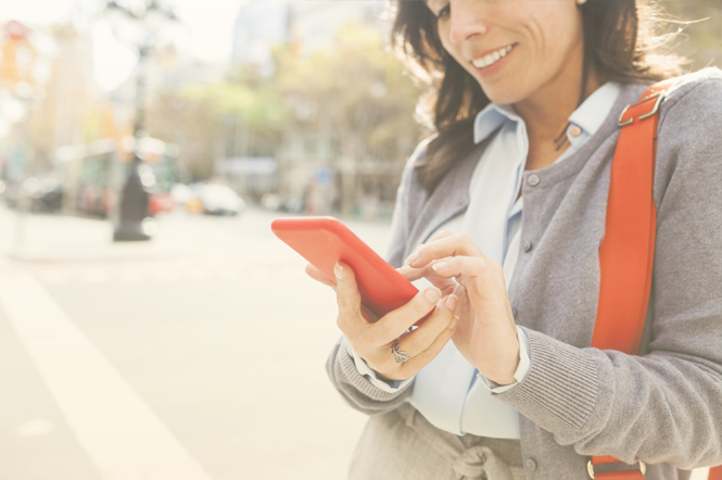 Employee using smartphone as an office phone outside of office