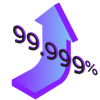 blue arrow illustration pointing up with 99.999% written on top