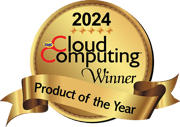 Image of a gold badge with 2024 TMC Cloud Computing Winner, Product of the Year written across it