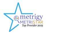 Metrigy Metristar Top Provider 2025 with a star and logo from metrigy