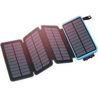 Black power bank that folds out into mini solar panels to charge 