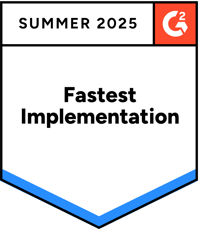 Badge with copy, Summer 2025 G2 Fastest Implementation
