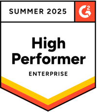 Badge with copy, Summer 2025 G2 High Performer Enterprise