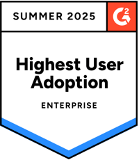 Badge with copy, Summer 2025 G2 Highest User Adoption Enterprise