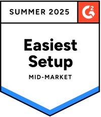 Badge with copy, Summer 2025 G2 Easiest Setup Mid-Market