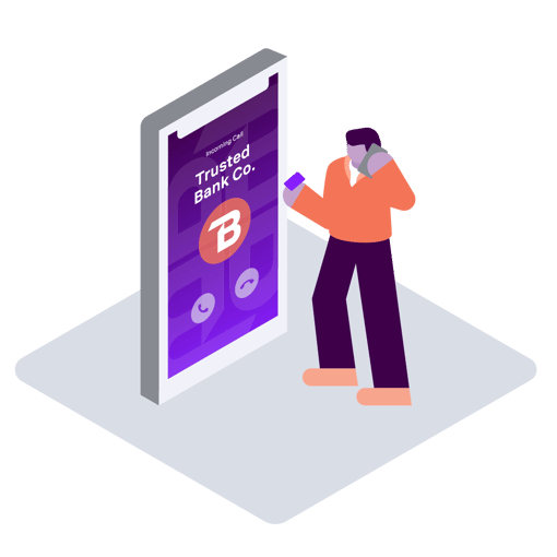 Displaying a branded incoming call from Trusted Bank Co. with app-based calling
