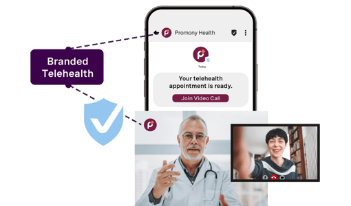 HIPAA-enabled telehealth call on mobile between a patient and doctor