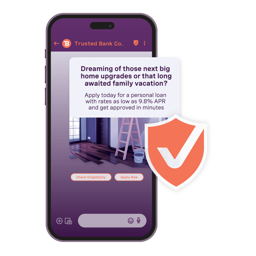 Image showing an RCS message from a specific financial brand