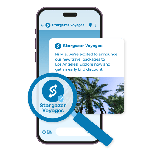 RCS message on mobile displaying a travel companies promo message