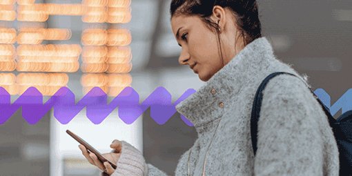 Woman traveling using mobile phone