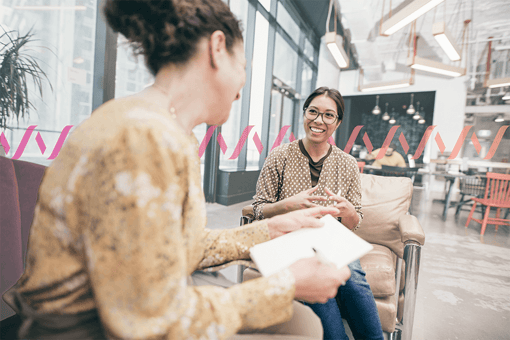 HR manager interviewing a candidate in a casual setting