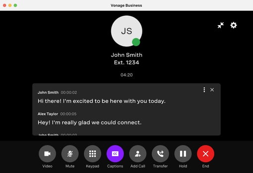 Screenshot of Live Transcription
