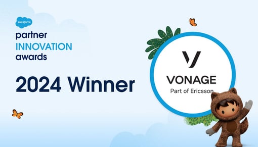 Logo for Vonage winning the 2024 Partner Innovation Awards from Salesforce
