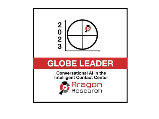 Badge for Aragon Research Globe™ for Conversational AI in the Intelligent Contact Center, 2023