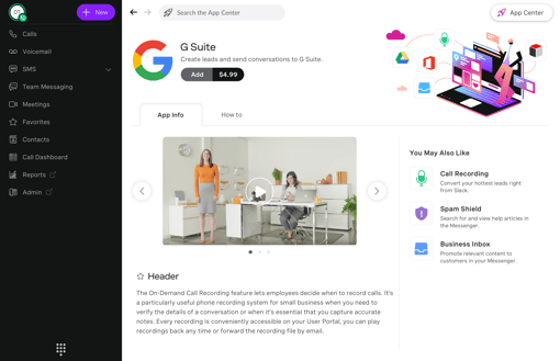 Description of G Suite connection to the Unified Communications product.