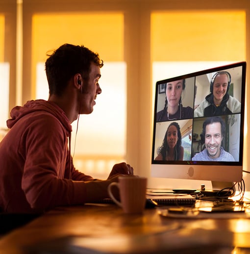 Man on Video conference call