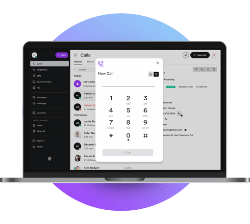 New call modal on desktop screenshot macbook pro