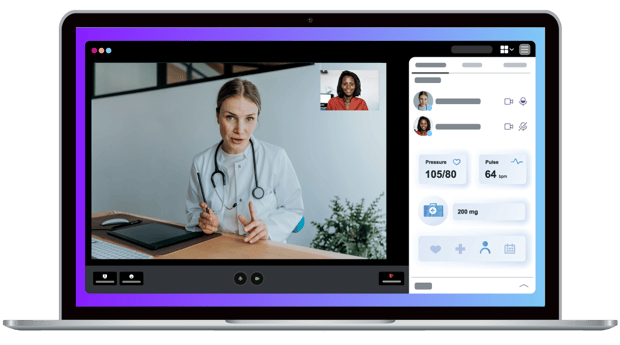 Healthcare video conversation on laptop