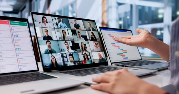 Young Woman Joins Virtual Business Meeting, Sharing Ideas During Online Session