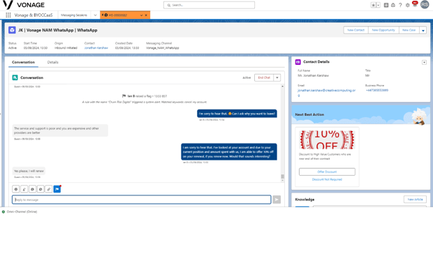 Screenshot of the BYOC for CCaaS portal