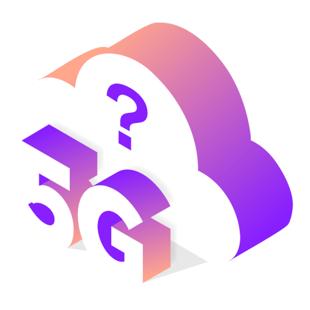 API SEO What Is 5G Blog Header Illustration of a 3D figure of a giant 5G in front of a cloud. On the cloud is a question mark.