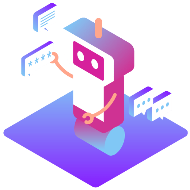 CC AI and Virtual Assistants Blog Header Illustration of an AI "robot" that is handling a set of icons representing texts, calls, and other customer conversations and interactions.