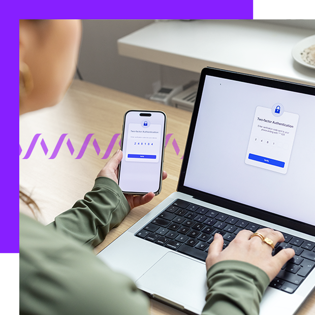 Hero image of the women with phone and laptop