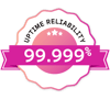 uptime reliability badge 99.999% illustrated badge that says uptime reliability, with 99.999% underneath
