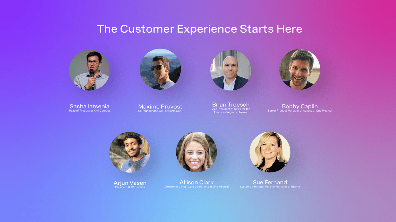 The Customer Experience Starts Here Video Intro screen introducing The Customer Experience Starts Here video with 7 featured speakers