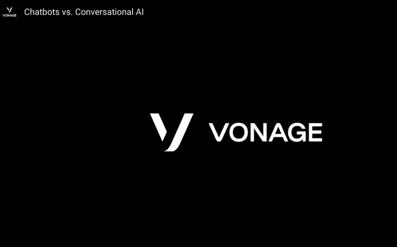 Button plays the Vonage, VUX Media, and OneReach.ai video: Chatbots vs. Conversational AI
