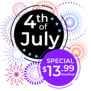 illustration of fireworks around 4th of July Sale $13.99 per month per line