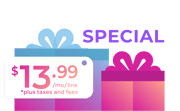 Black Friday Special $13.99/mo/line *plus taxes and fees