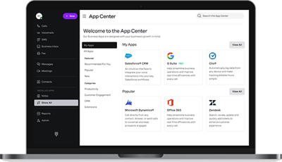 Vonage app center screenshot in desktop view Vonage app center screenshot in desktop view