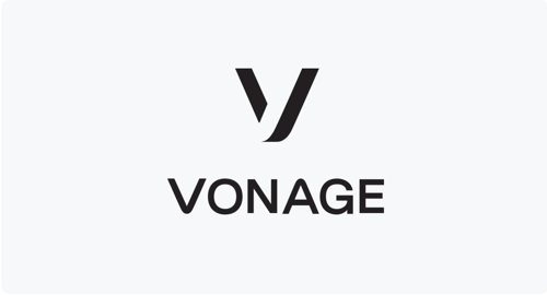 Vonage secondary lock-up logo Vonage V on top of Vonage work mark Logo