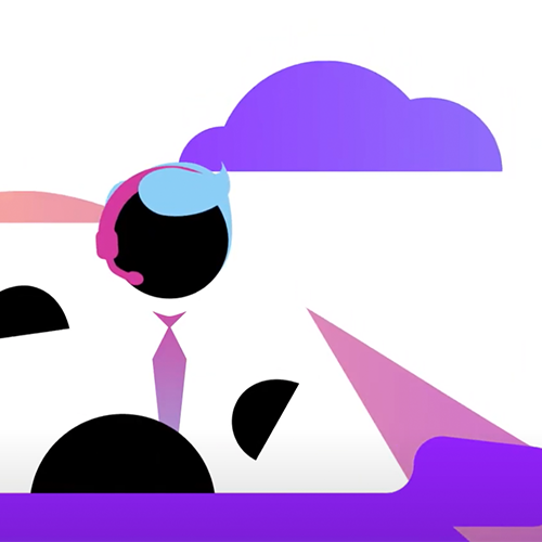 VBC Video Thumbnail Illustration of man in headset driving car