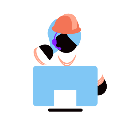 Illustration of character wearing har hat representing contact center