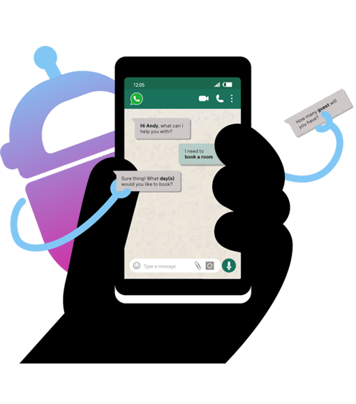 Illustration of mobile device with WhatsApp running on the screen