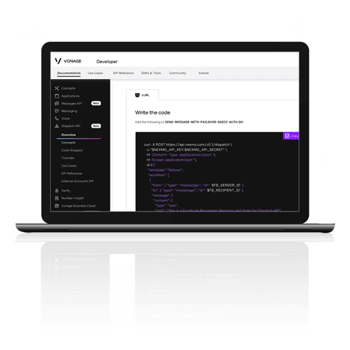 API Developer Center Code View Laptop image with developer center code