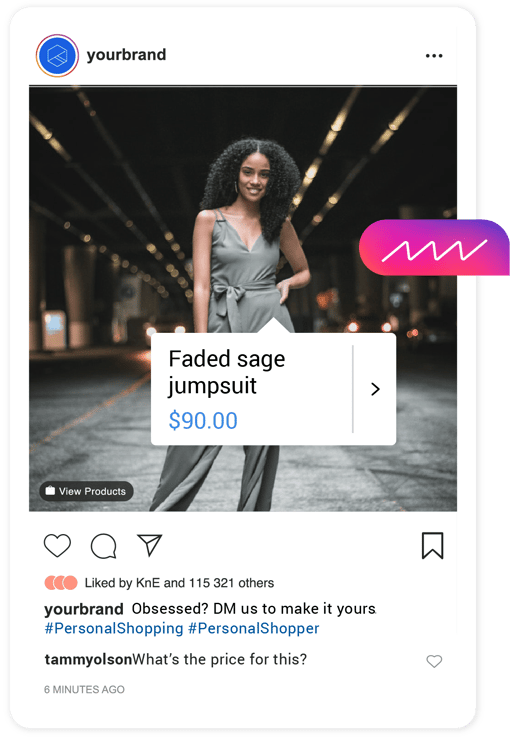 Example of commerce integration on Instagram brand post 