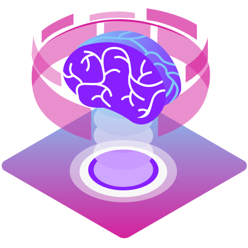 Image depicts a brain hovering and spinning. The concept represents how conversational AI can help with fast, empathetic customer service.