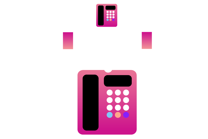 Image of a landline phone connecting to three additional devices (from left to right): A mobile phone, another landline, and a mobile phone