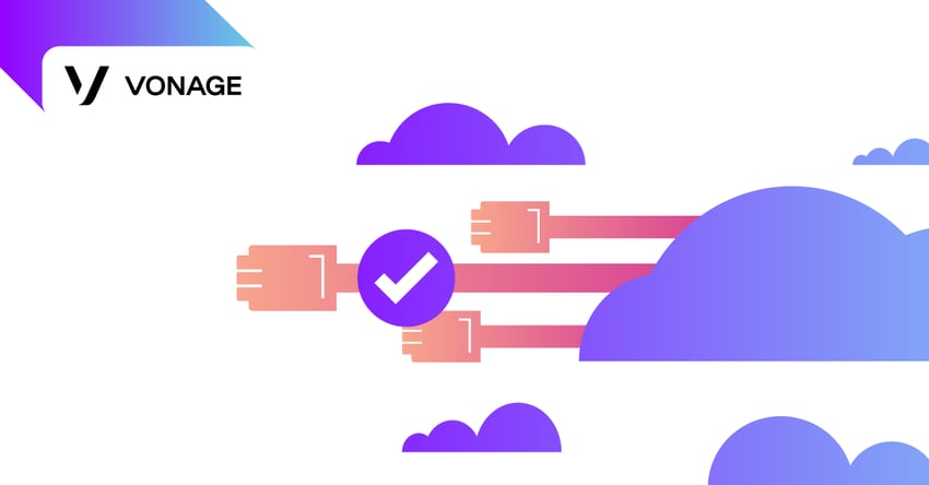 Illustration showing digital wires and connectors running through a field of clouds