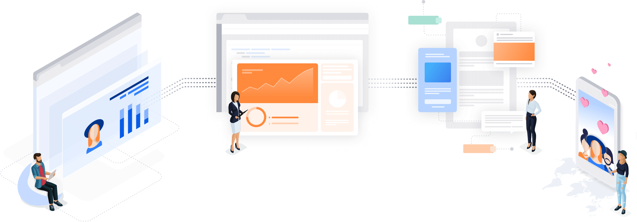 Stylized illustration of people connecting using Clevertap technology