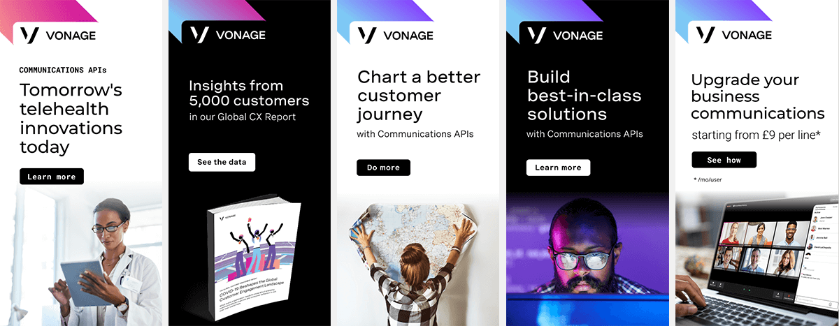 Demand Gen Ad Samples Collage of Vonage Demand Gen ads