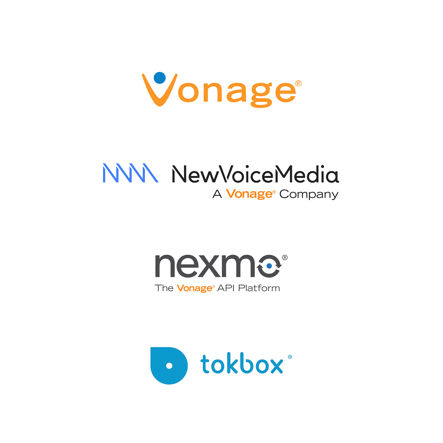 Legacy Logos Old logos for Vonage, NewVoiceMedia, Nexmo and tokbox.