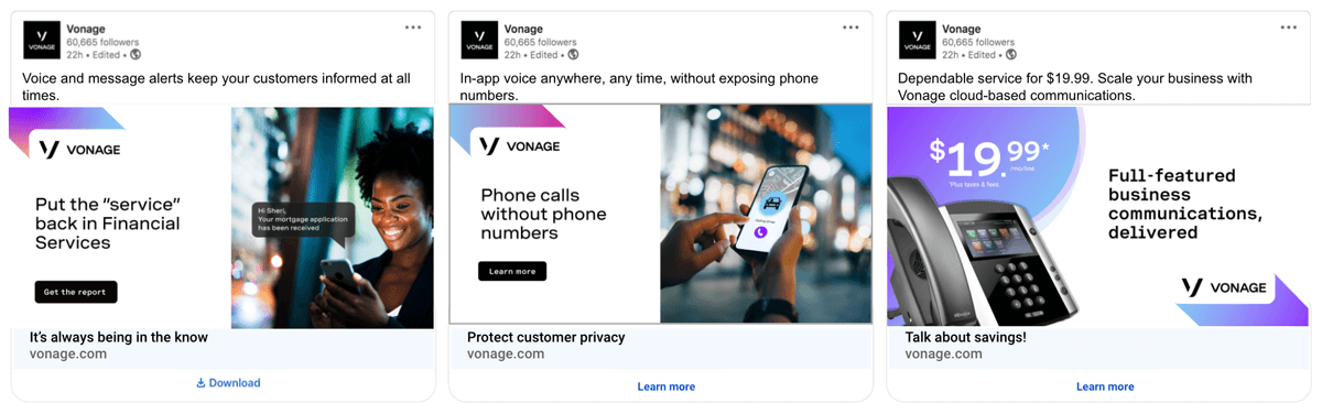 Demand Gen Ad Samples from Vonage