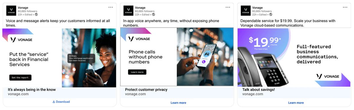 Vonage Ad Samples Demand Gen Ad Samples from Vonage