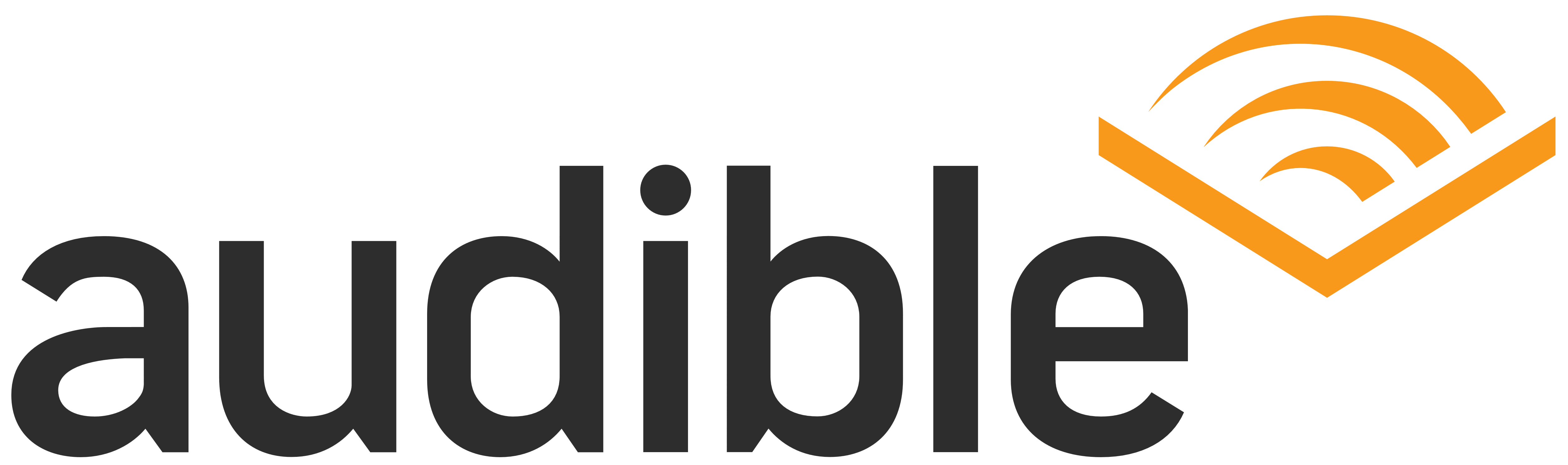 Audible Logo black audible logo with the orange rays after the e
