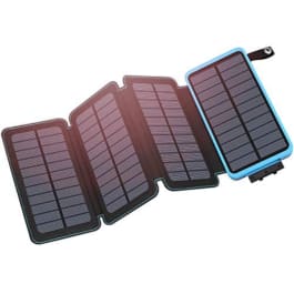 Portable Solar Power Bank Black power bank that folds out into mini solar panels to charge